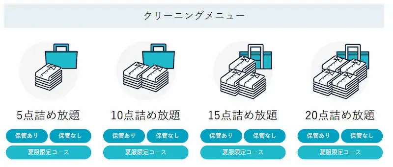 ヤマトヤのクリーニングメニュー